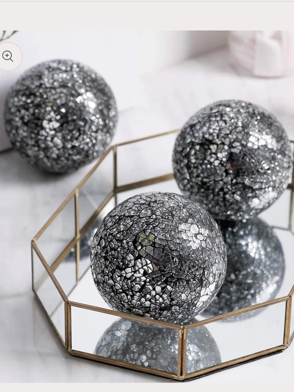 6 Silver Mosaic Decorative Spheres